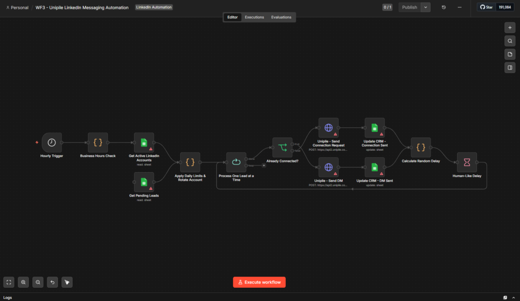 WF3 — Unipile LinkedIn Messaging Automation